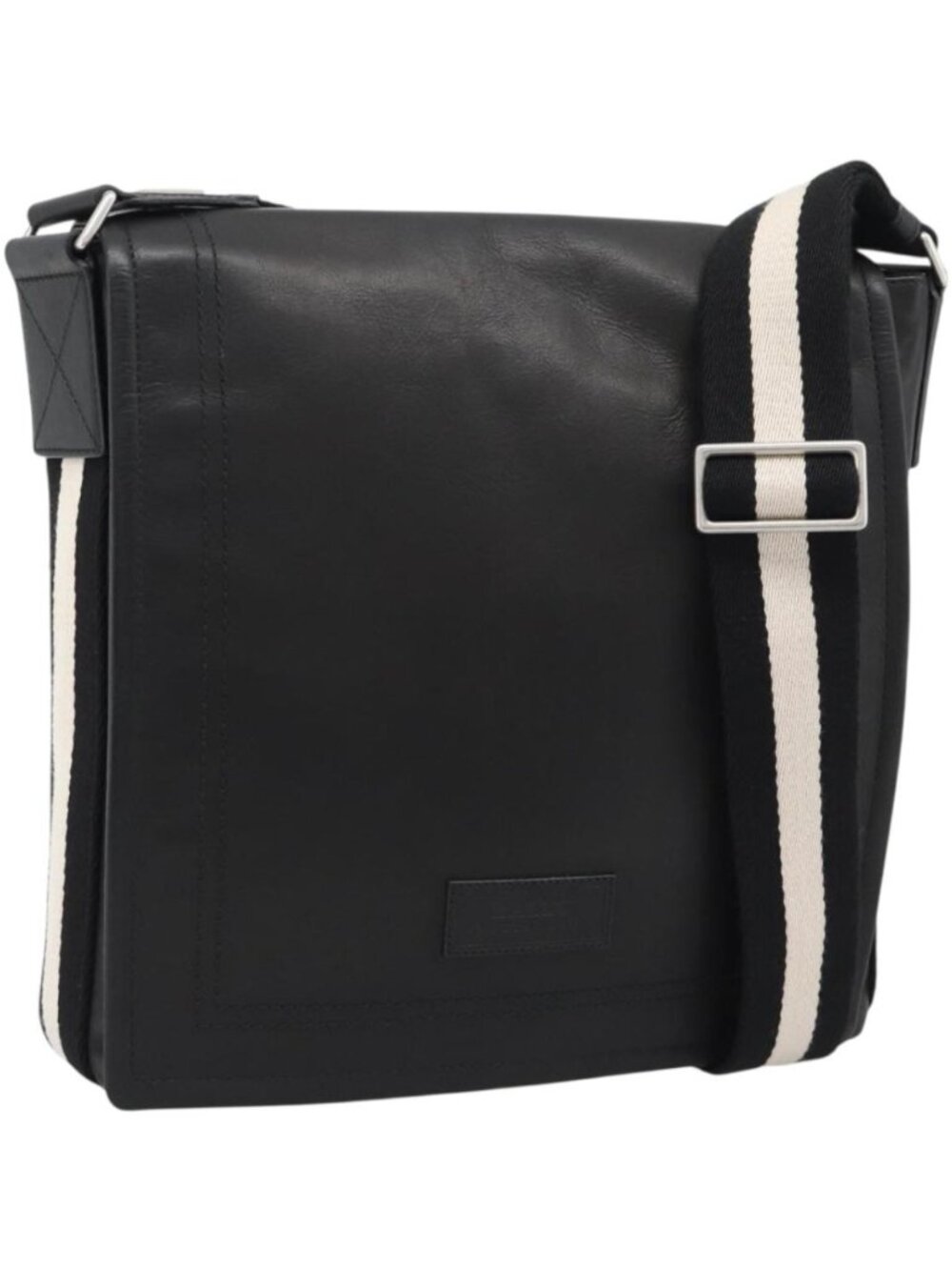 BALLY Shoulder Bag Leather Black Silver